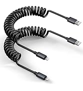 Coiled USB to Lightning Cable [Apple MFi Certified], Coiled Lightning Cable for iPhone 14/13/12/1...