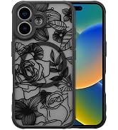 XIZYO Magnetic Case for iPhone 16 Case Floral Rose Cute Phone Case [Compatible with Magsafe] for ...