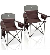 CAMPHILL Oversized Camping Chairs 2 Pack - Heavy Duty 400LBS Padded Lawn Chair with Cooler Bag,Cu...