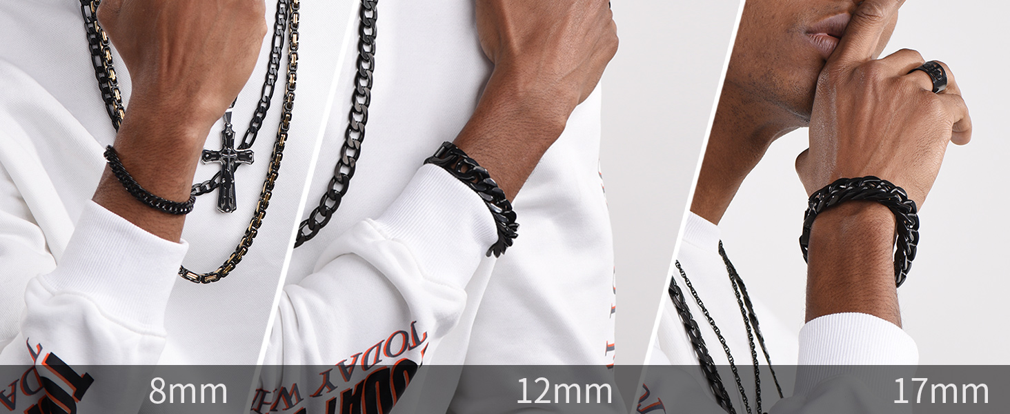 stainless steel black cuban bracelet