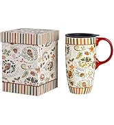 Topadorn 17 Oz Ceramic Coffee Travel Mug with Spill Proof Lid &amp; Handle, Microwave Dishwasher Safe...