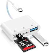 USB C SD Card Reader for iPhone Adapter, 3-in-1 Memory Card Reader Dual Slots with USB Camera Ada...