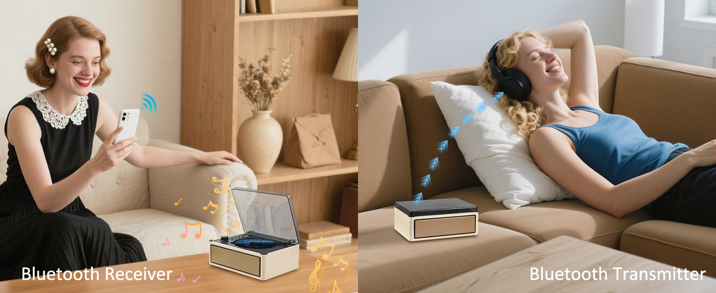 Portable cd player retro with bluetooth receiver transmitter