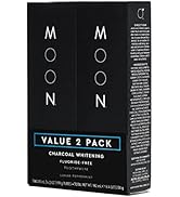 MOON Charcoal Whitening Stain Removal Toothpaste, Fluoride-Free, Lunar Peppermint Flavor for Fres...