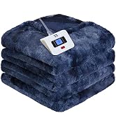 Sealy Electric Blanket Twin Size, Faux Fur &amp; Flannel Heated Blanket with 10 Heating Levels &amp; 1-12...
