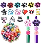 16mm Acrylic Beads for Pens 55PCs &amp; Silicone Pet Dog Paw Focal Beads for Beadable Pens, Large Bal...