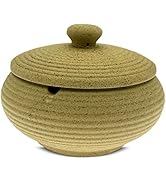 Ceramic Holder with Lid Windproof Home Office Kitchen Decoration Anti-Skid Ceramic Cream Yellow O...