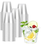 BYSNOW 100 Pack 9 oz Clear Plastic Cups, Disposable Cups for Party, Sturdy &amp; Food Safe Plastic Wi...