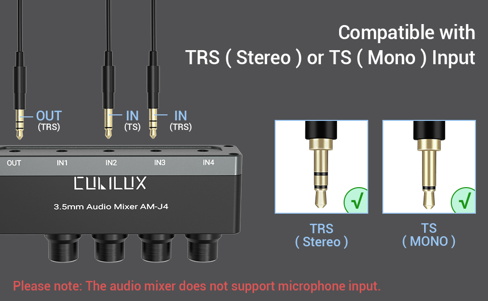 TRA(Stereo) or TS(Mono) Input