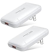 Slim Flat USB Wall Charger, Costyle 2 Pack 18W GaN Tech Fast Charge 3.0 Port Fast Charging Block ...