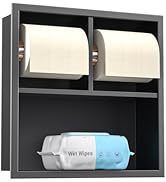 Bernkot Dual Toilet Roll Holder, 304 Stainless Steel Toilet Paper Holder Toilet Niche Dispenser f...