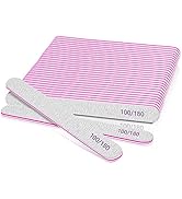 25 Pcs Nail Files for Acrylic Nails, 100/180 Grit Nail Files Bulk, Emery Boards for Natural, Gel ...