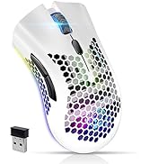VEGCOO Wireless Gaming Mouse, Silent Click Wireless Rechargeable Mouse with Colorful LED Lights a...