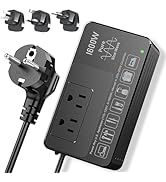 HYTED 1600W Voltage Converter 220V to 110V – Power American Appliances Overseas, Pure Sine Wave, ...
