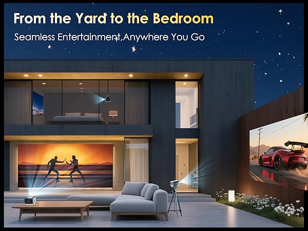Mini Projector with WiFi and Bluetooth, Electric Focus &amp;amp;amp; Vertical Keystone