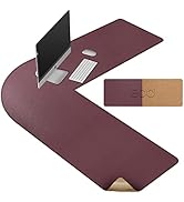 MAIDERN 51 Inch L Shaped Corner Desk Mat, Cork &amp; Leather Reversible Desk Pad for Gaming Computer ...