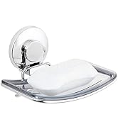 LEVERLOC Chrome Suction Cup Soap Dish Soap Holder for Shower Wall Drill-Free Rustproof Waterproof...