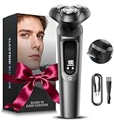 Electric Razor for Men, IPX8 Waterproof with Type-C Quick Charge, 3D Flex Blades &amp; Pop-Up Trimmer...