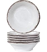 LEHAHA Melamine Bowls Set, 100% Melamine 24 OZ Salad/Soup/Pasta/Cereal Bowls Set of 6, Basic Whit...