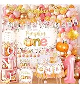 Little Pumpkin 1st Birthday Decorations for Girl Fall First Birthday Supplies with Monthly Photo ...