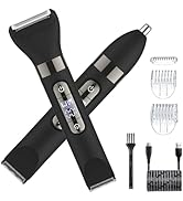 Hatteker 3 in 1 Multifunctional Dual - Head Body Hair Trimmer for Men, IPX7 Waterproof Nose/Eyebr...