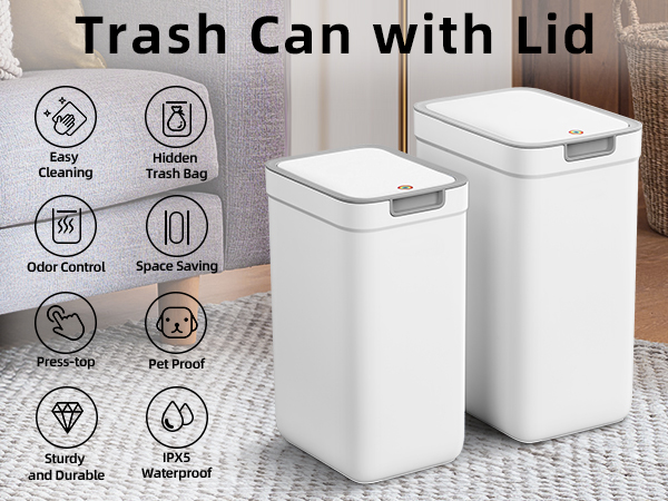 Bathroom Trash Can with Lid