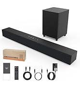 ROXAAN Sound Bar with Subwoofer, 60W Soundbar for TV, with Deep Bass &amp; Volume Boost &amp; 3 Equalizer...
