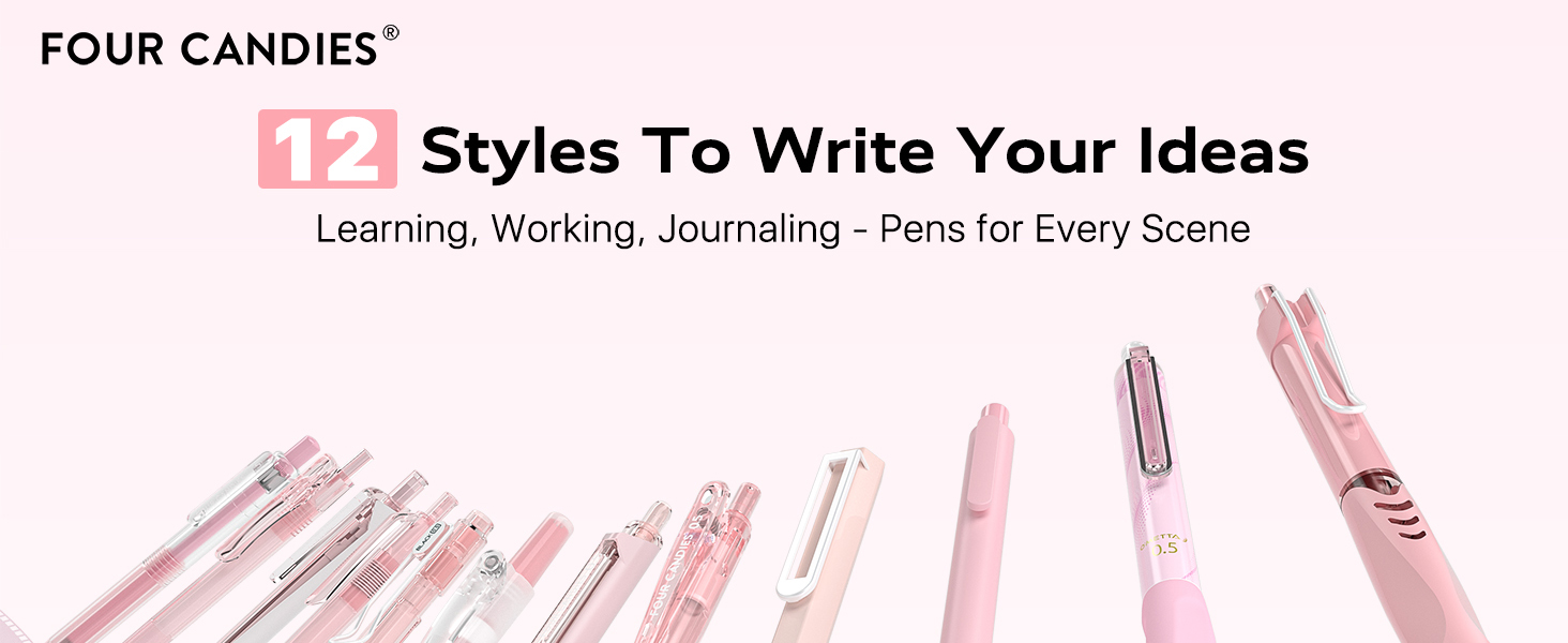 Four Candies 12 Styles Pen Set PINK