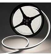 Lucienstar White Led Strip Lights 16.4ft, 12V Flexible Cuttable Neon Light Strip, Waterproof LED ...