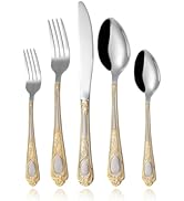 20-Piece Stainless Steel Silverware Set - Vintage Cutlery for 4, Dishwasher Safe Flatware Set, Pe...