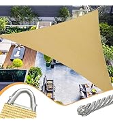 20' x 20' x 20' Sun Shade Sail Sand Curved Commercial Outdoor Shade Cover with Steel Wire Edges S...