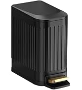 Bathroom Trash Can with Lid Soft Close and Foot Pedal, Small Rectangular Slim Garbage Can with In...