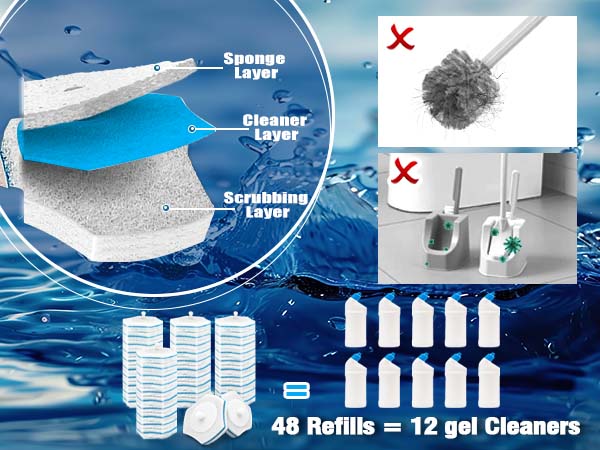 48PCS Disposable Toilet Brush Refills