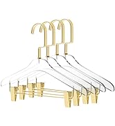 Quality 12.5" Kids Size Acrylic Lucite Skirt Pant Hangers – 4-Pack, Stylish Clothes Hanger with G...