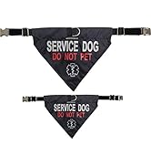 ActiveDogs Adjustable Nylon Service Dog Collar - Small/Medium 10"-15" w/Built-in Reflective Medic...