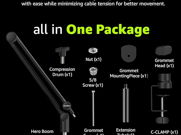 mic boom arm microphone stand mount desk mount desktop blue yeti elgato stands computer podcast