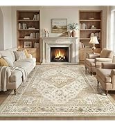 8x10 Area Rugs for Living Room: Washable Rugs Vintage Floral Carpet for Bedroom Office Dining Roo...