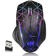 VEGCOO Wireless Gaming Mouse, Rechargeable Mice 3 Level DPI With Colorful Led Lights, Silent 7 Bu...