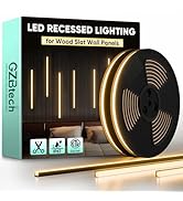 GZBtech Flexible LED Recessed Strip Light for Wood Slat Wall Panels 16.4FT*2P, 3000K Warm White C...