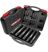 LLNDEI 1/2 Inch Drive Extended Length Impact Socket Set 6PCS Extra Deep Socket Set Include Sizes ...