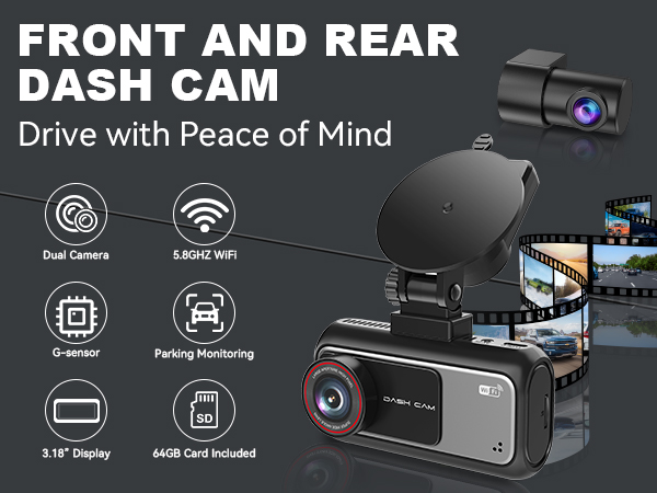 dashcam front and rear camera