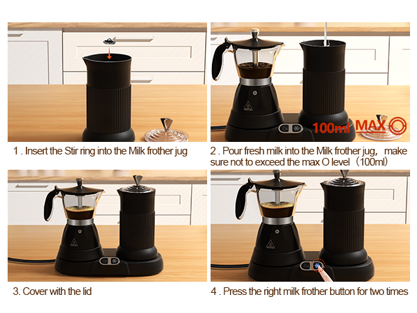 moka pot and milk frother