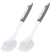 Amazer Dish Brush with Handle, 2 Pack Kitchen Scrub Brushes for Cleaning, Dish Scrubber with Stif...