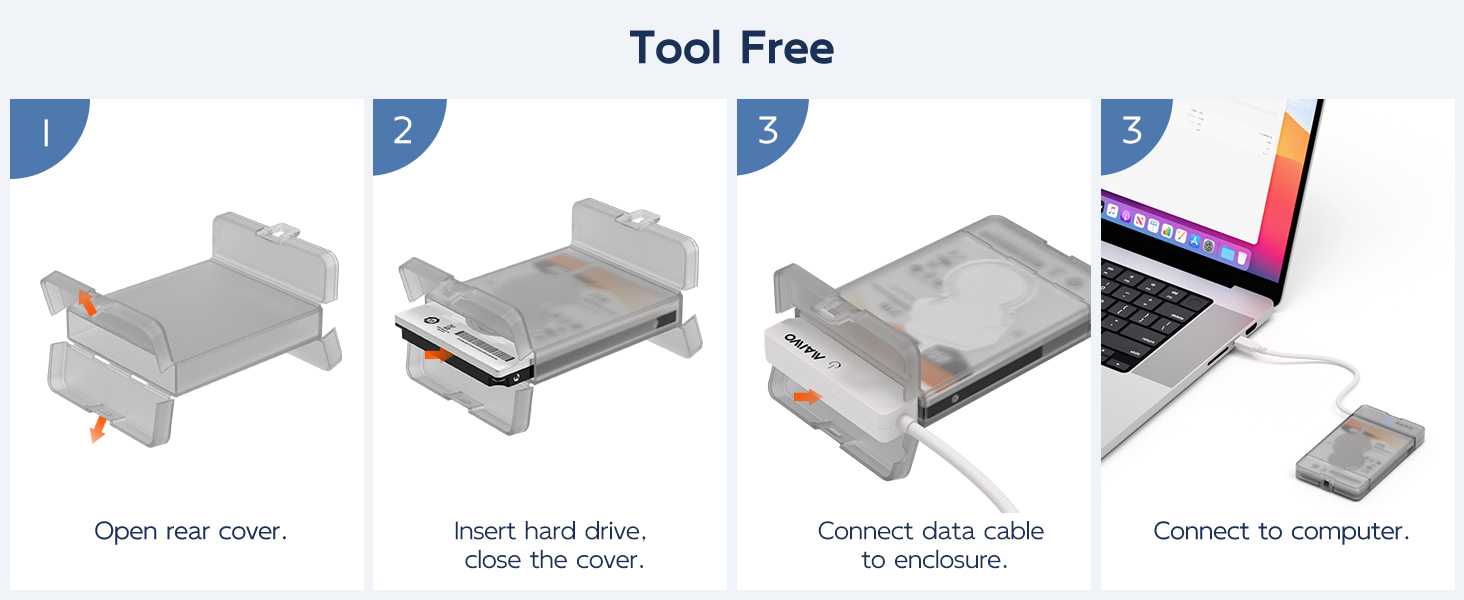 SATA to USB3.0 Adapter External Hard Drive disk to USB-C Cable enclosure caddy case housing reader