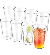 Freshmage 20oz Plastic Tumblers (Set of 8), All-Clear Reusable Water Cups, BPA-Free, Shatter-Proo...