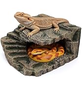 Extra Large Resin Reptile Cave Hideout, Rock-Style Basking Platform, Aquarium and Terrarium Decor...