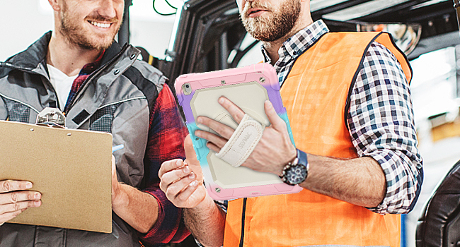 SEYMAC stock Case for iPad 9th 8th 7th Generation 10.2'', Full-Body Drop Protection colorful Pink