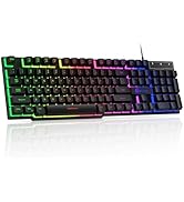 GEODMAER Gaming Keyboard, 104 Keys Full Size PC Keyboard