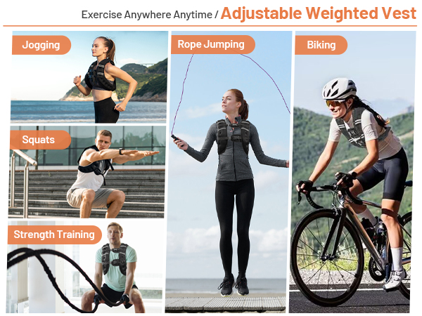 Adjustable Weight Vest with Reflective Stripe Women Men for Workout, Strength Training