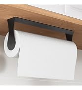Paper Towel Holder Under Cabinet, Stainless Steel, Wall Mount, Black Adhesive Paper Roll Holder f...